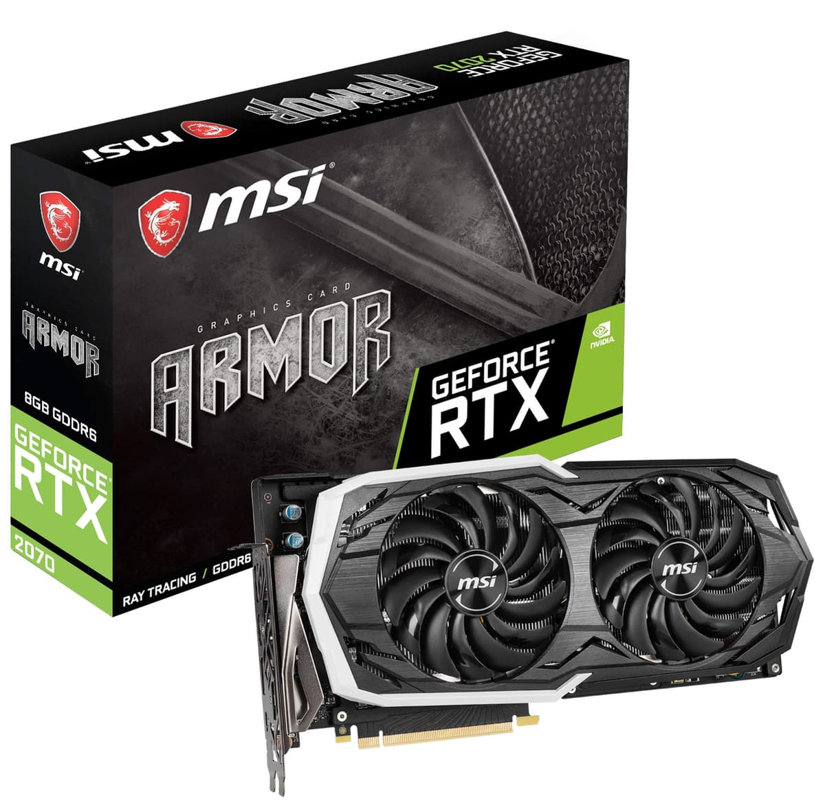 MSI GAMING GeForce RTX 2070 8GB GDDR6 256-bit HDMI/DP/USB Ray Tracing Arquitectura Turing Tarjeta Gráfica HDCP (RTX 2070 ARMOR 8G OC)