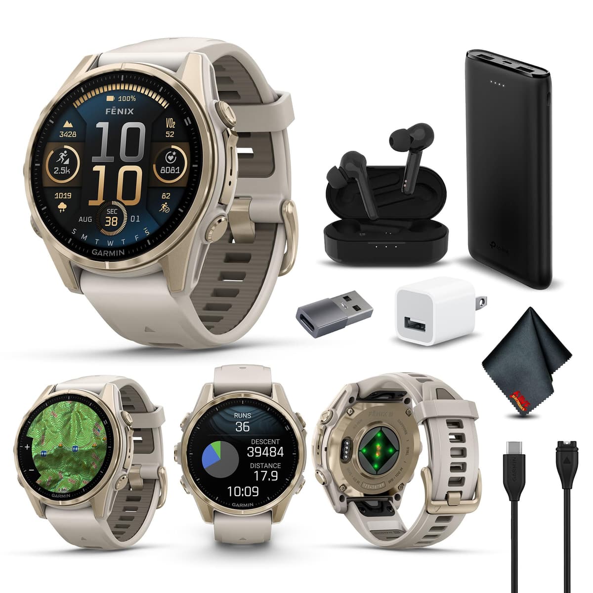Garmin Fenix 8 43MM AMOLED Sapphire 010-02903-10_AG2-V1 - Multisport GPS Smartwatch Bundle