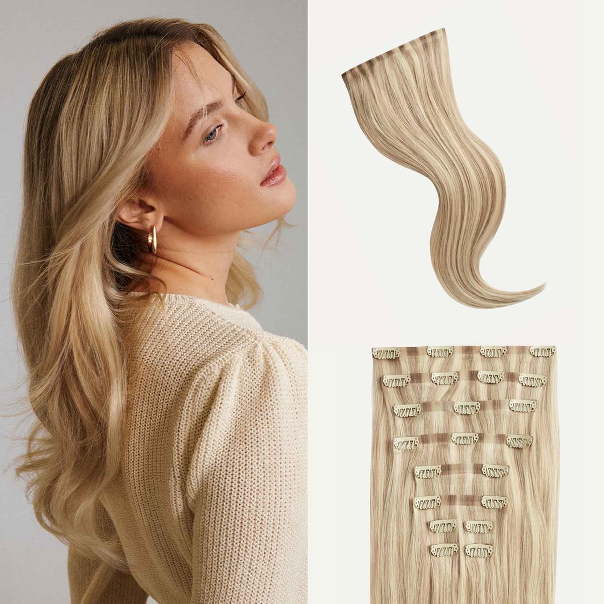 Luxy 24" Seamless Clip-In 100% Remy - Dimensional Beige Blonde, 240 g