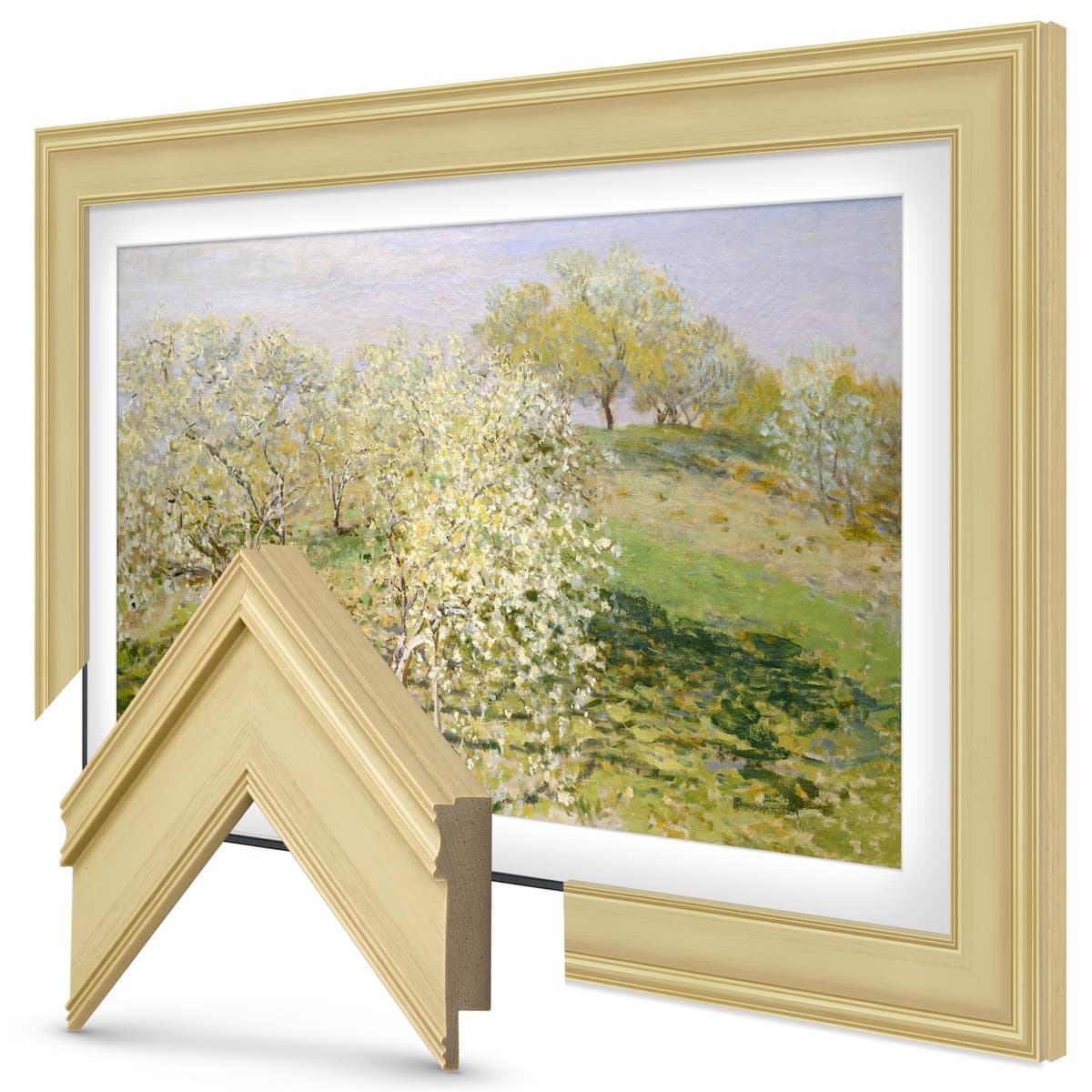 Antique White 85" Premiere Deco TV Frame compatible con Samsung The Frame (2021-2025)