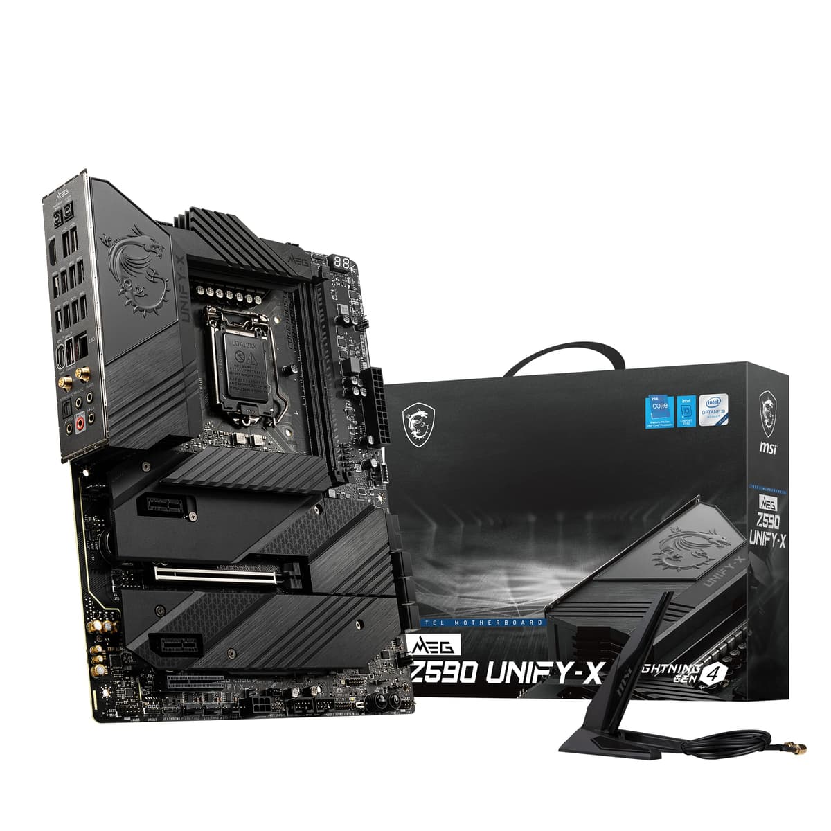 Placa madre MSI MEG Z590 Unify-X para gaming (ATX, Intel Core 11ª/10ª gen, socket LGA 1200, DDR4, PCIe 4.0, CrossFire, ranuras M.2, Wi-Fi 6E)