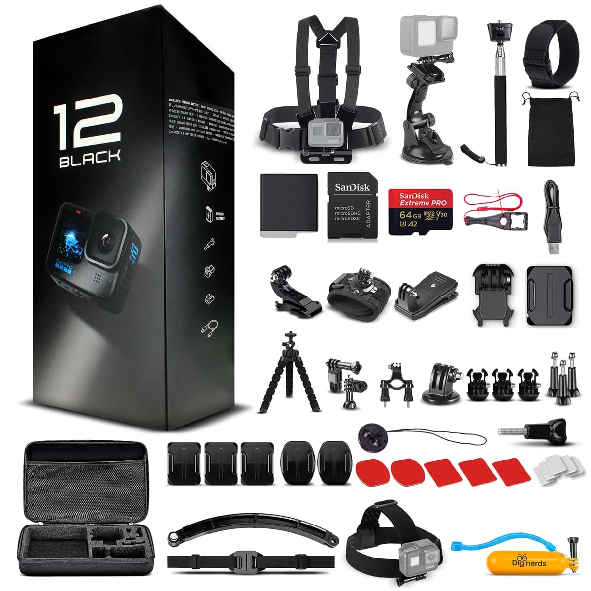 GoPro HERO12 Black con tarjeta 64GB y Kit de 50 Accesorios - Bundle CHDHX-121-CN_EDI_1