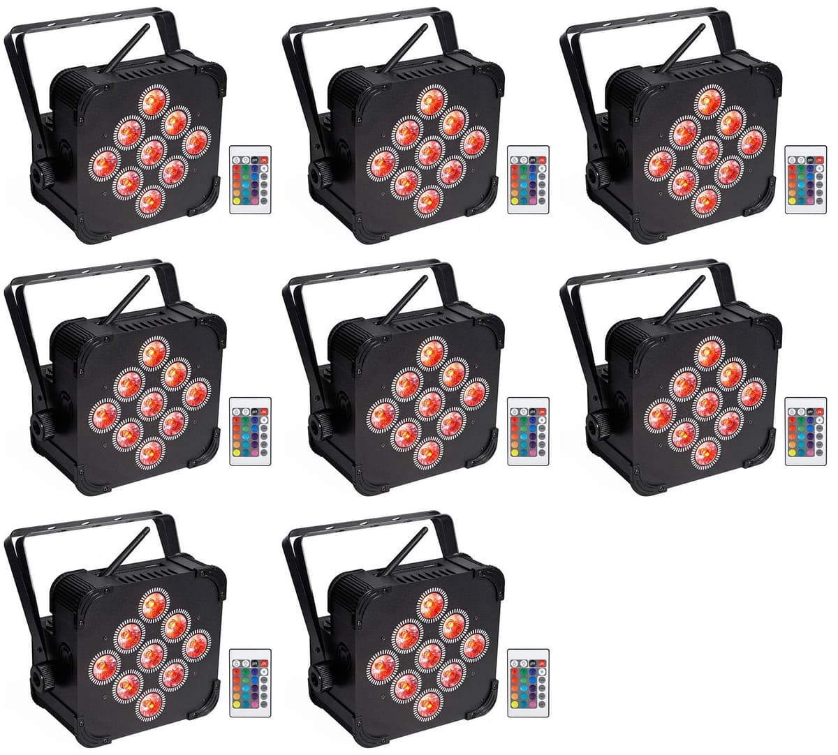 Rockville (8) BEST PAR 60 - Pack de Par Can Recargables RGBWA+UV con DMX Inalámbrico