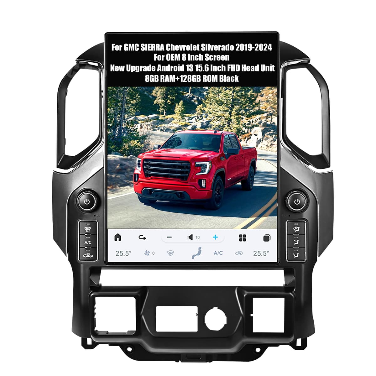 AUCARAUTO AuCar Android 13 15.6" Radio Auto para GMC Sierra / Chevrolet Silverado 2019-2024 8" OEM, Multimedia GPS 8GB+128GB Wireless CarPlay Android Auto