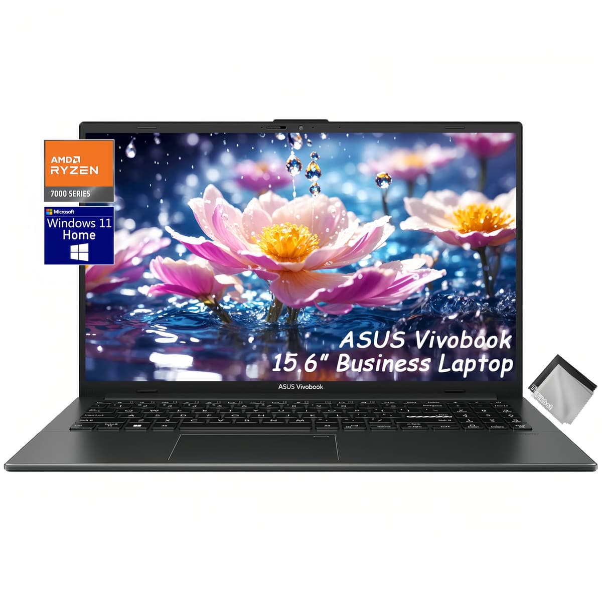 ASUS Vivobook Go 15.6” Portátil Empresarial Delgado, AMD Ryzen 3 7320U, 8GB RAM DDR5, 1TB SSD, Webcam, USB-C, Bisagra 180° (Lay-Flat), WiFi, Bluetooth 5.1, Windows 11, con Funda de Tela