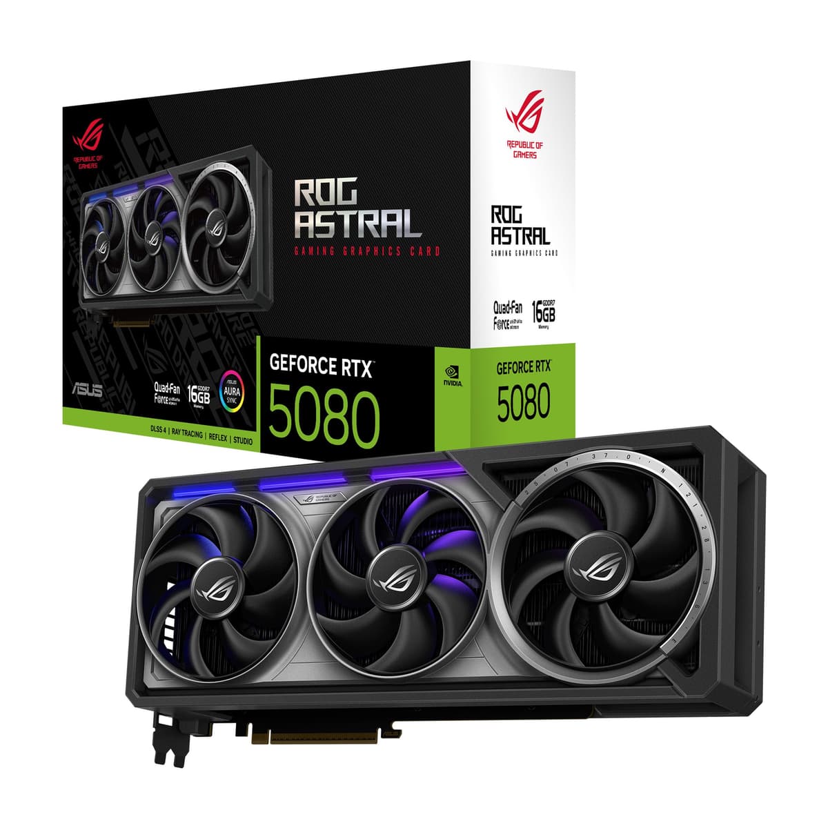 ASUS ROG Astral GeForce RTX 5080, 16GB GDDR7, PCIe 5.0, Quad-Fan, Vapor Chamber ROG-ASTRAL-RTX5080-16G-GAMING