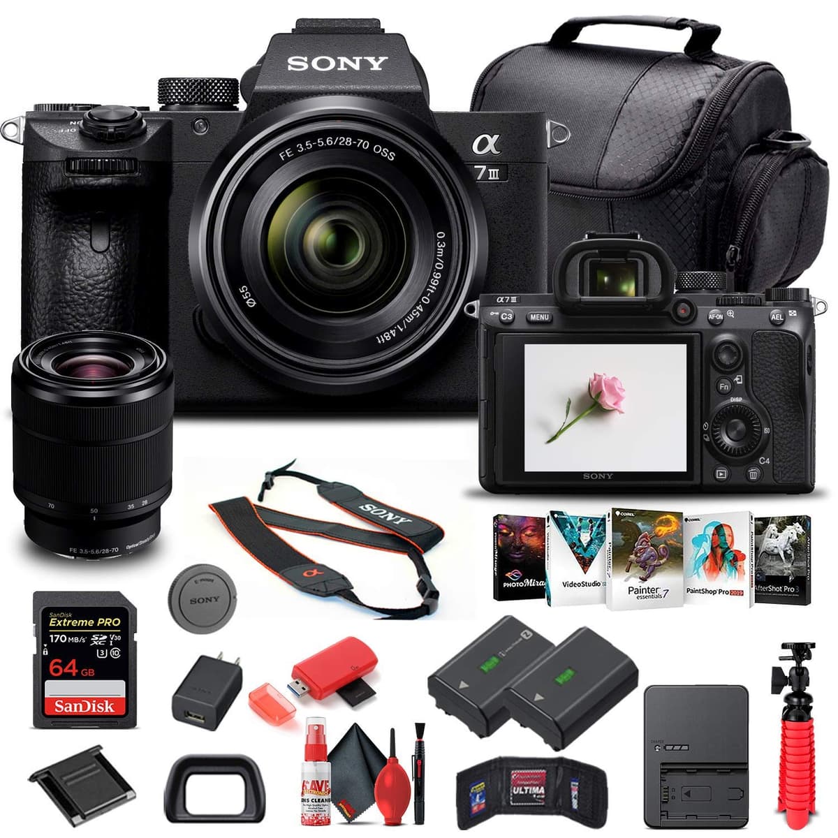 Sony Alpha a7 III Mirrorless Digital Camera con lente 28-70mm (ILCE7M3K/B) + accesorios (Renewed) ILCE7M3K/B_EDI_1