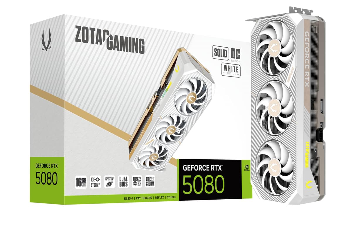 ZOTAC Gaming GeForce RTX 5080 SOLID OC White Edition 16GB GDDR7 PCIe 5.0 ZT-B50800Q-10P