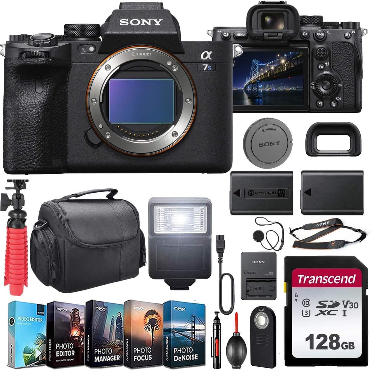Sony Alpha a7S III Cuerpo + Batería Extra, Flash y Accesorios (Bundle) CC-SA7SIIIB-12222020