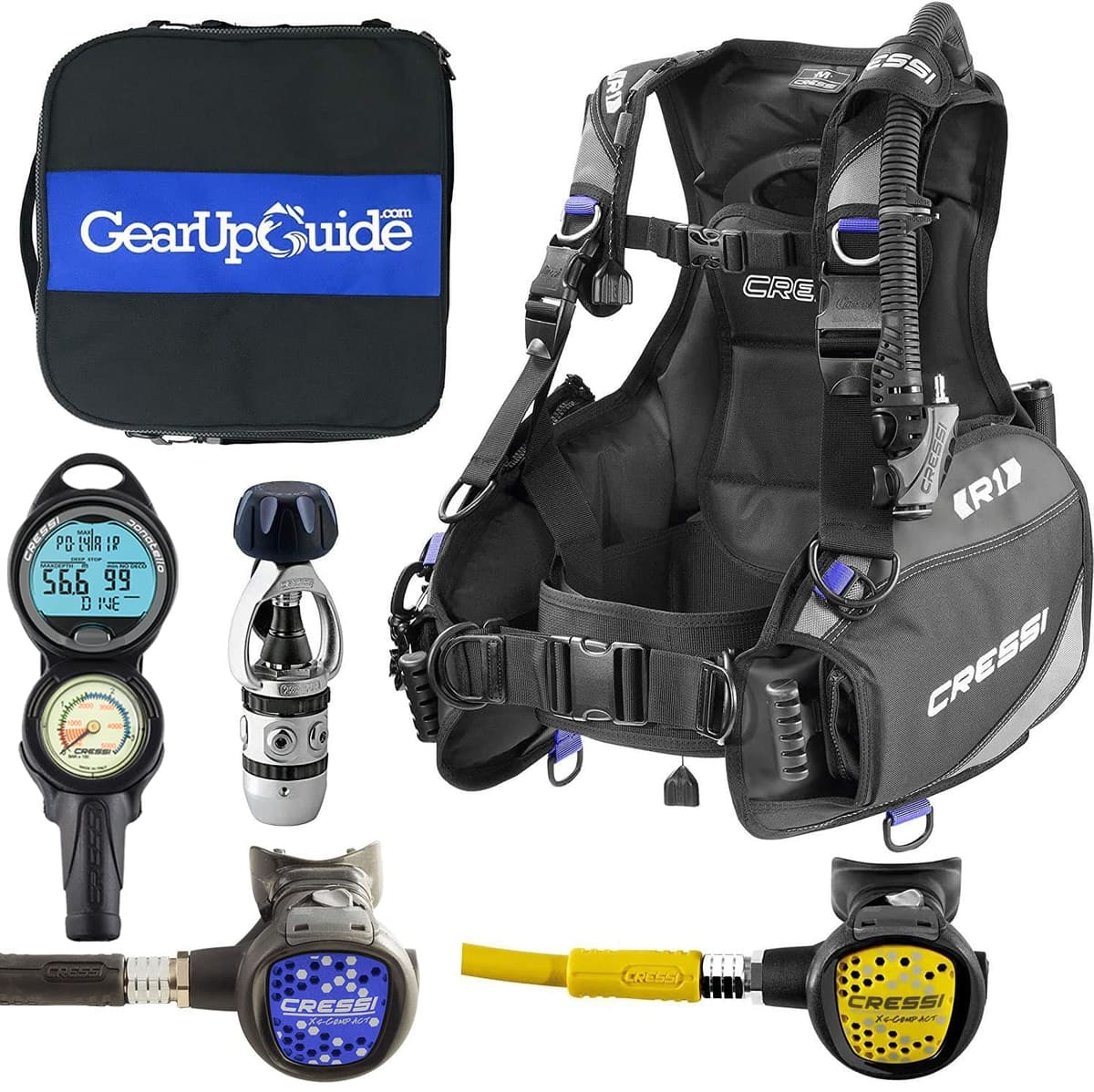 Cressi Paquete de Buceo R1 BCD + Regulador AC2 + Computadora Donatello C2 (Reg M) IY7442203