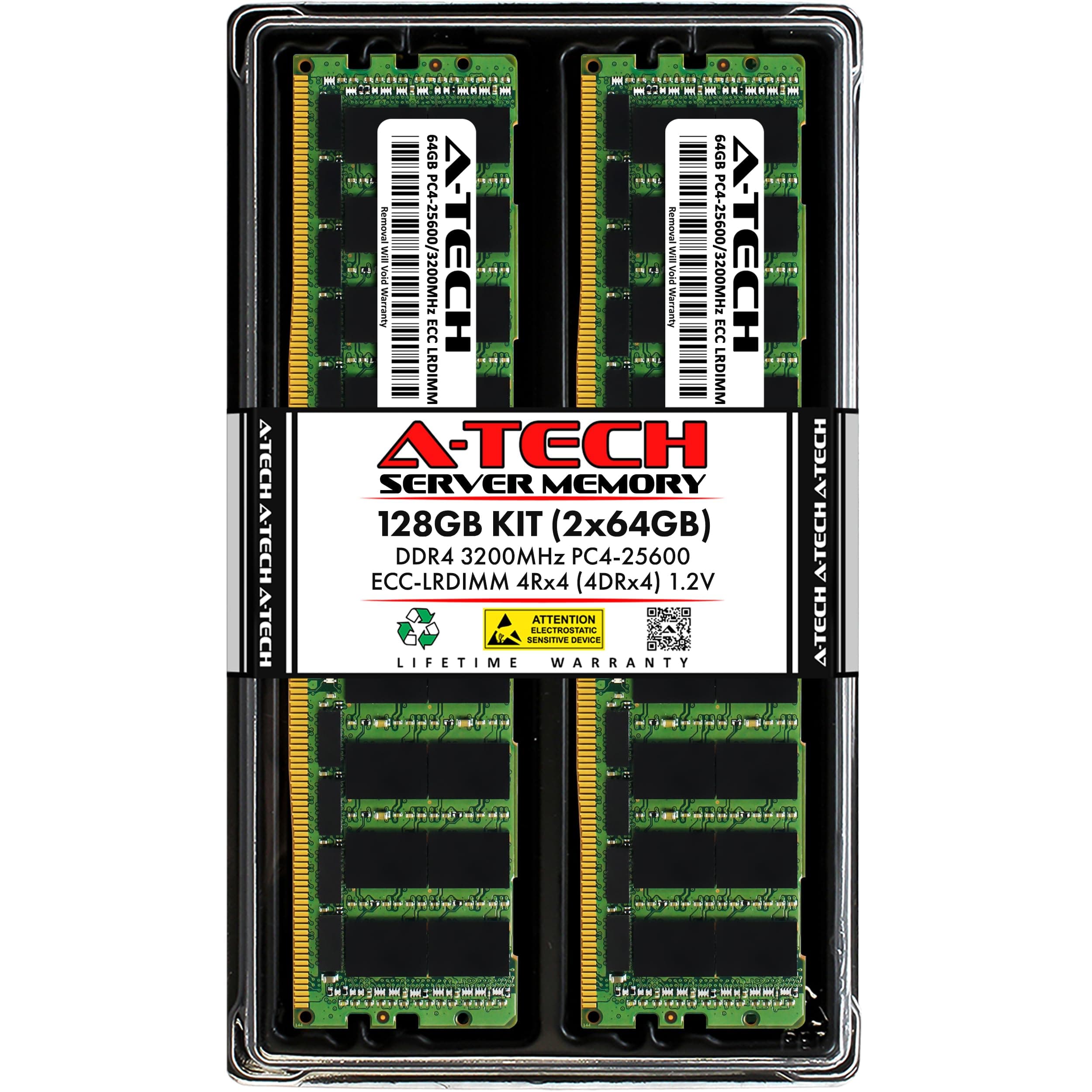 A-Tech 128GB Kit (2x64GB) DDR4 3200MHz PC4-25600 ECC LRDIMM 4Rx4 288-Pin AT64G2D4D3200LQ4N12V