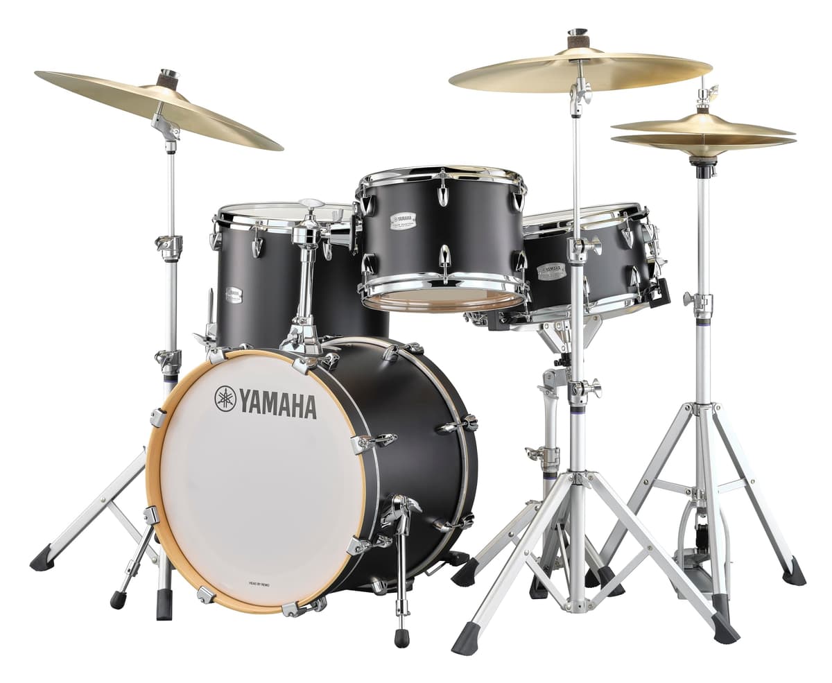 Yamaha Tour Custom Bop Kit Shell Pack con bombo de 18”, tom de piso de 14” y tom de 12” en Licorice Satin para bateristas que trabajan y tocan en conciertos (TMP8F3LCS)
