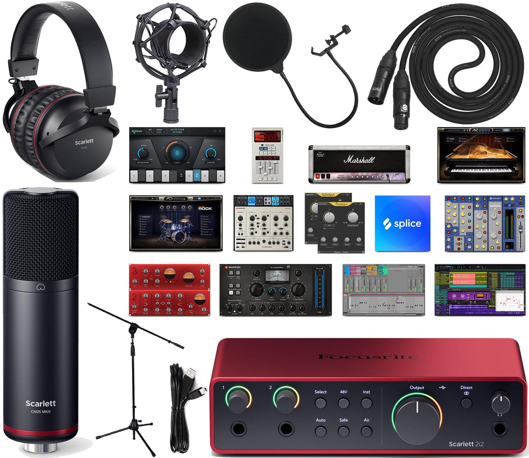 Focusrite Scarlett 2i2 Studio 4th Gen + micrófono CM25 MkIII y accesorios de grabación