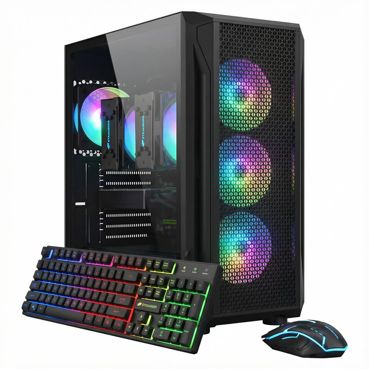 PC Gamer STGAubron con CPU Dual, Dual Intel i7/Xeon E5 hasta 3.7GHz, Radeon RX 580 8GB, 16GB DDR4, SSD 512GB, WiFi 6, BT 5.0, 4 Ventiladores RGB, Windows 11 Pro ABR1724