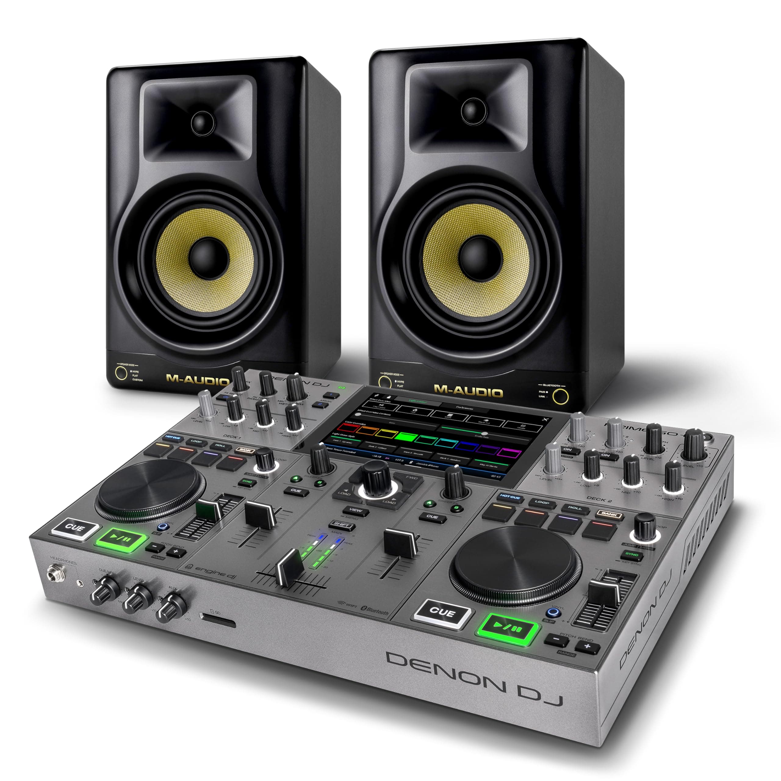 Denon DJ PRIME GO+ + M-AUDIO FORTY Monitores Studio - Bundle