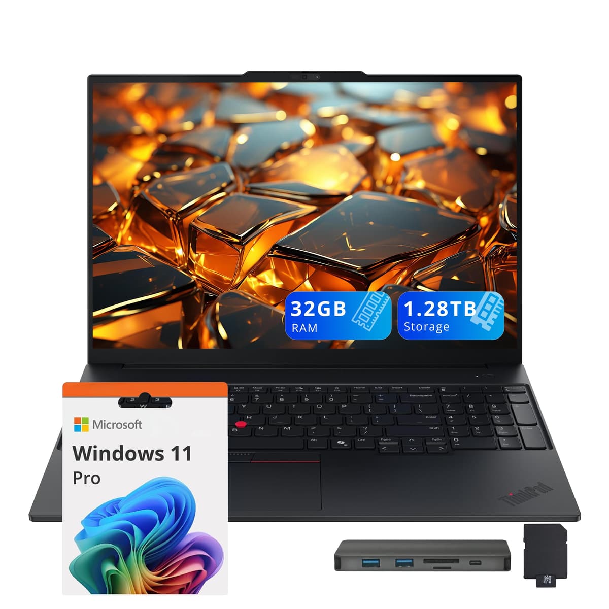 Lenovo ThinkPad E16 G3 16" WUXGA Laptop, Intel Core i7-1240H, 32GB DDR5, 1.28TB Almacenamiento (1TB SSD + 288GB Set Estación de Acoplamiento), Gráficos Intel, Teclado Retroiluminado, Cámara 5MP, Wi-Fi 6E, Windows 11 Pro, Negro