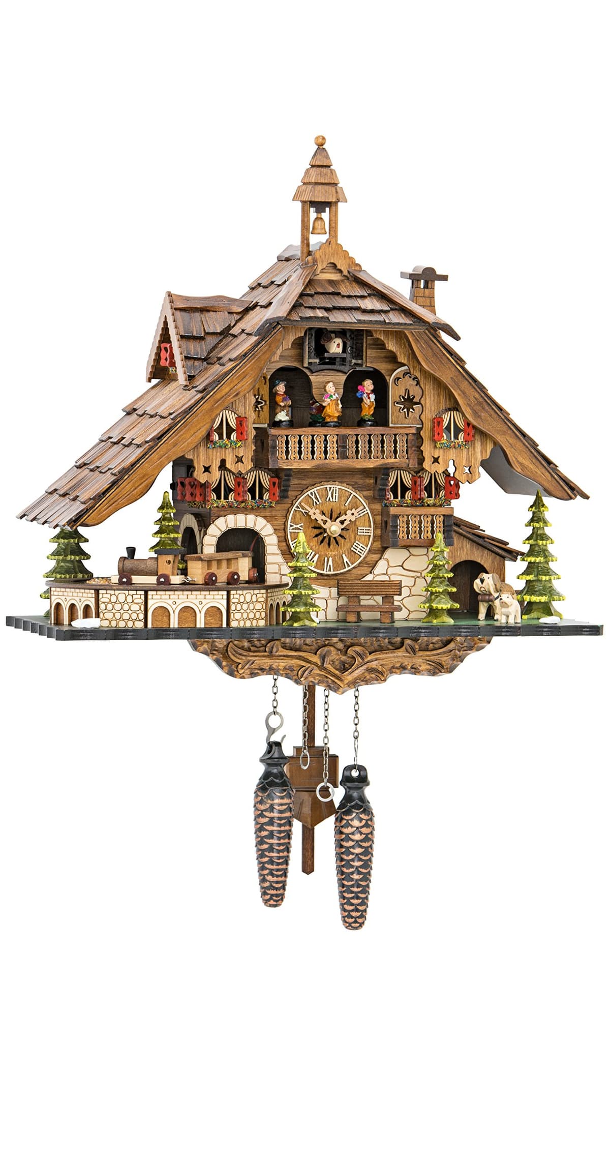 Engstler Reloj de Cuco Black Forest Casa con Tren y Música EN 48110 QMT FBA_EN 48110 QMT