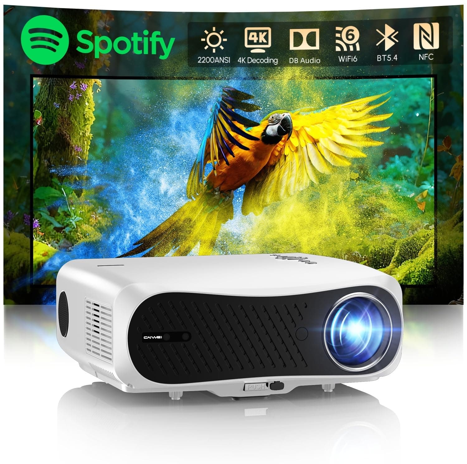 ZCGIOBN A12 Proyector inteligente 4K con WiFi6 y enfoque automático