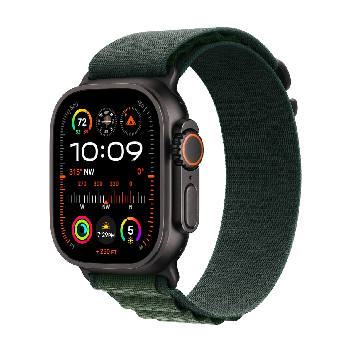 Apple Watch Ultra 2 [GPS + Cellular, 49 mm] Caja de Titanio Negra con Correa Alpine Verde, M (Reacondicionado) MX4R3LW/A