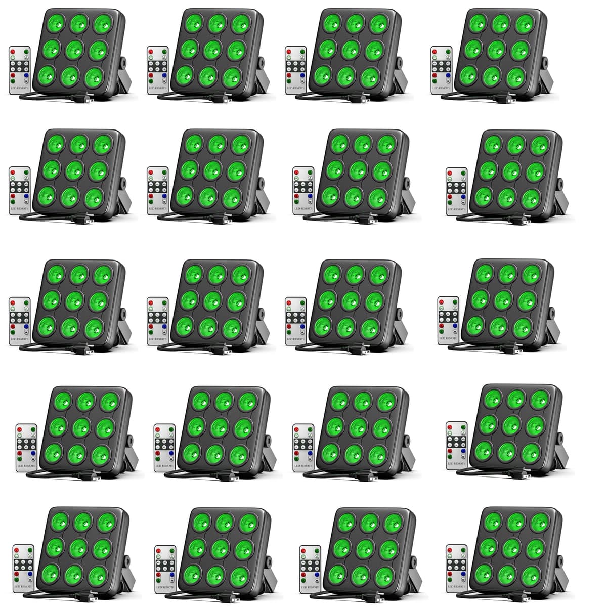 DazzlingStage 90W Par LED Cuadrado RGBW, Pack 20, DMX y Sonido LHQ-ZQ01028X20US-GYY