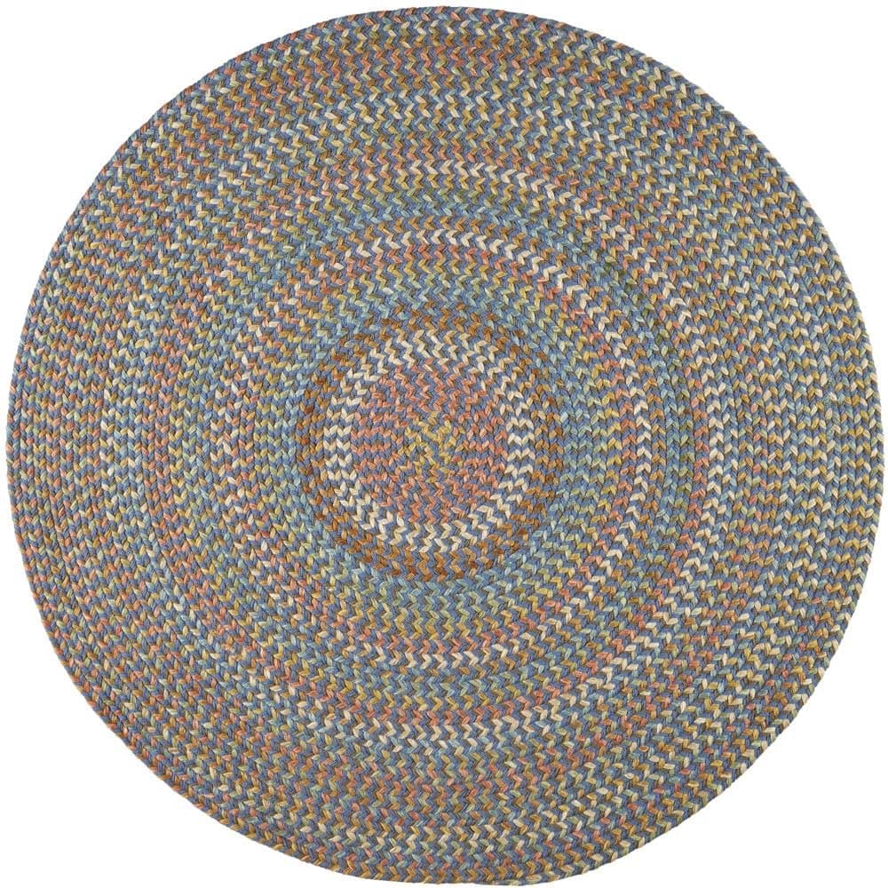 Super Area Rugs Confetti Alfombra Trenzada Interior/Exterior - Hecha en USA - Marina Blue - 7' Redonda RHO-CY97R084X084