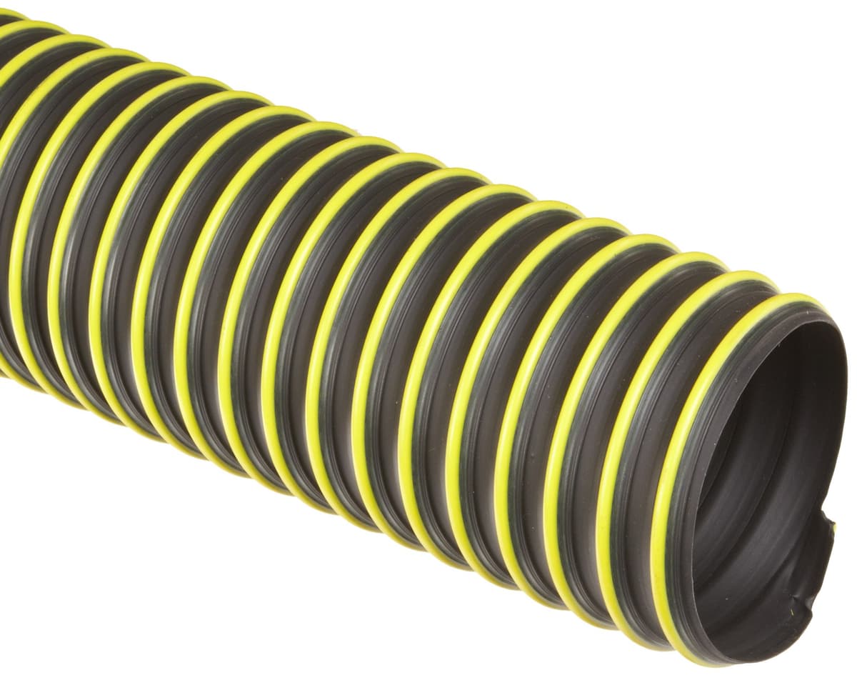 Flexaust Flexadux T-7W Manguera ducto de caucho termoplástico, negra, 8" ID, 25' largo 8901080025