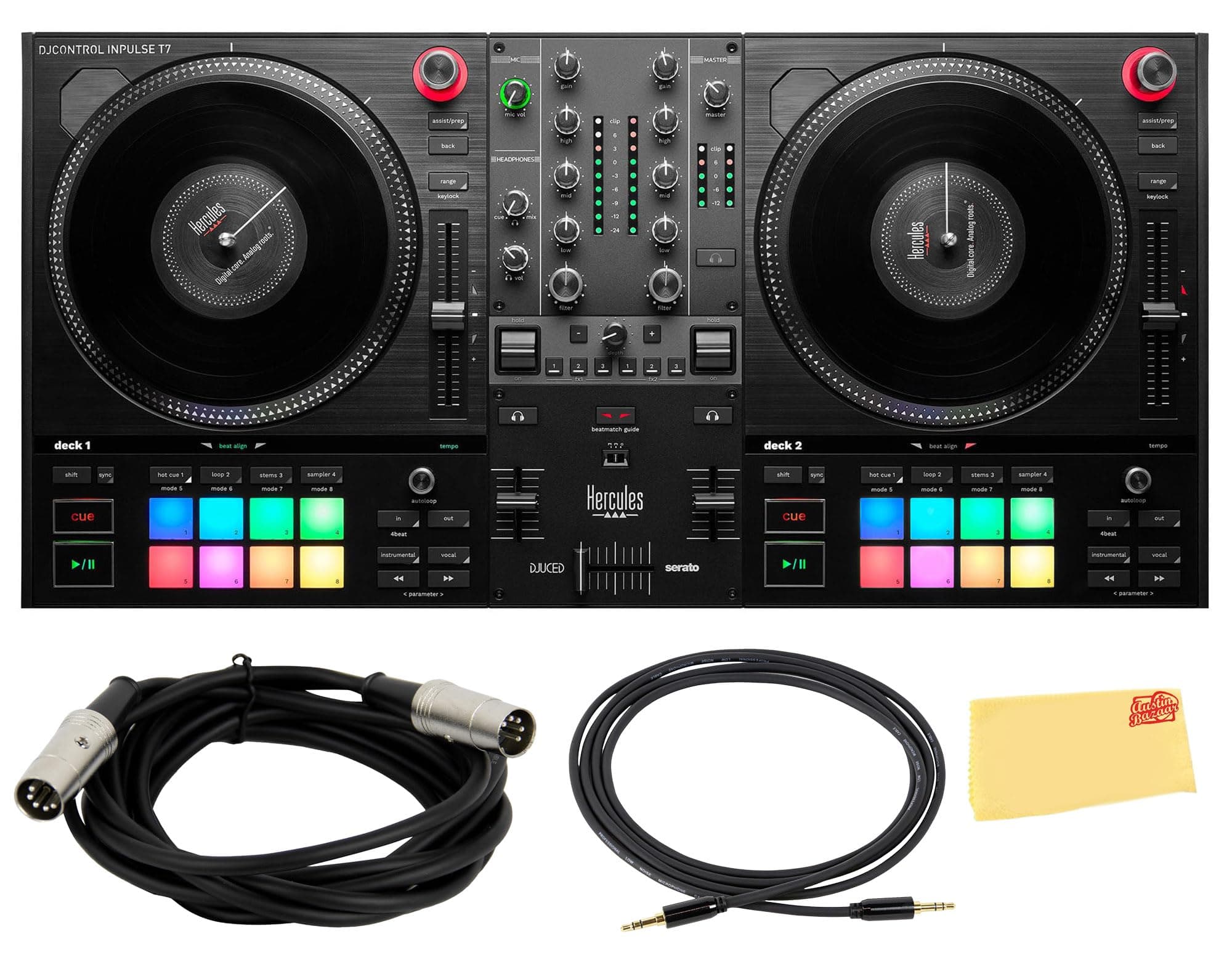Hercules DJControl Inpulse T7 - Controlador DJ 2 canales con accesorios AUS-DJC-INPULSE-T7-COMBO-DLX