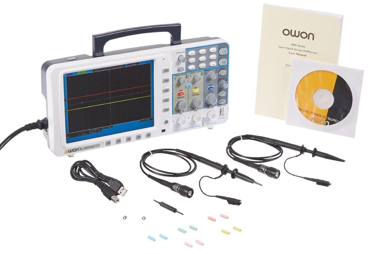 Owon SDS9302-V Osciloscopio digital 300 MHz, 2 canales, alta tasa de muestreo