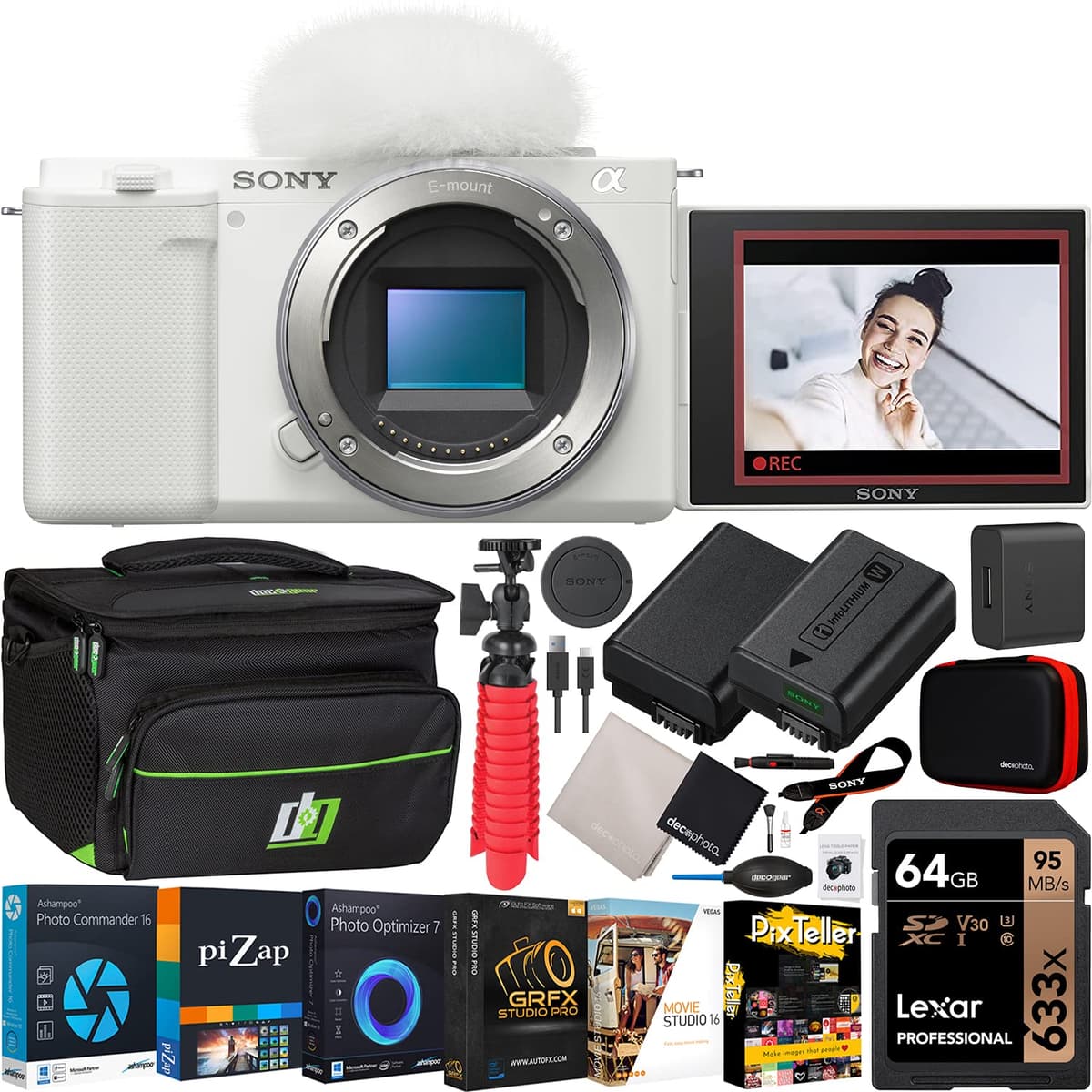 Sony ZV-E10 Cámara Mirrorless APS-C para Vlogs - Cuerpo Blanco (Modelo autorizado USA) E1SNILCZVE10W