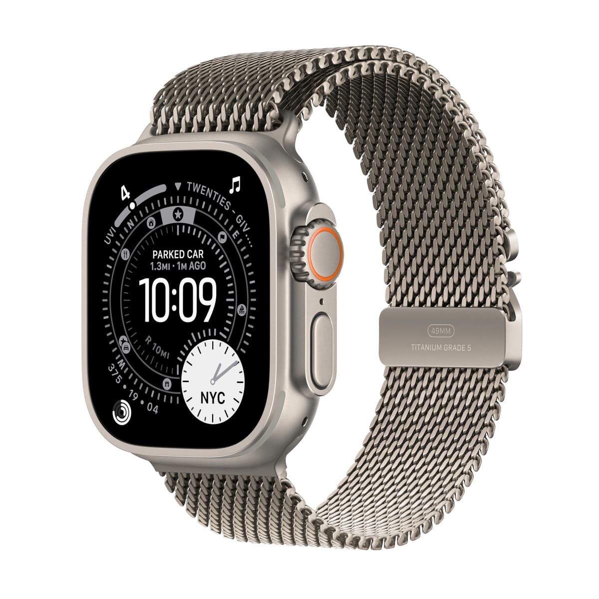 Apple Watch Ultra 3 [GPS + Cellular 49 mm] Reloj inteligente para correr y multisport con caja de titanio resistente y correa Milanesa de titanio natural - Comunicaciones satelitales M., seguimiento avanzado de salud y estado físico MEWY4LW/A