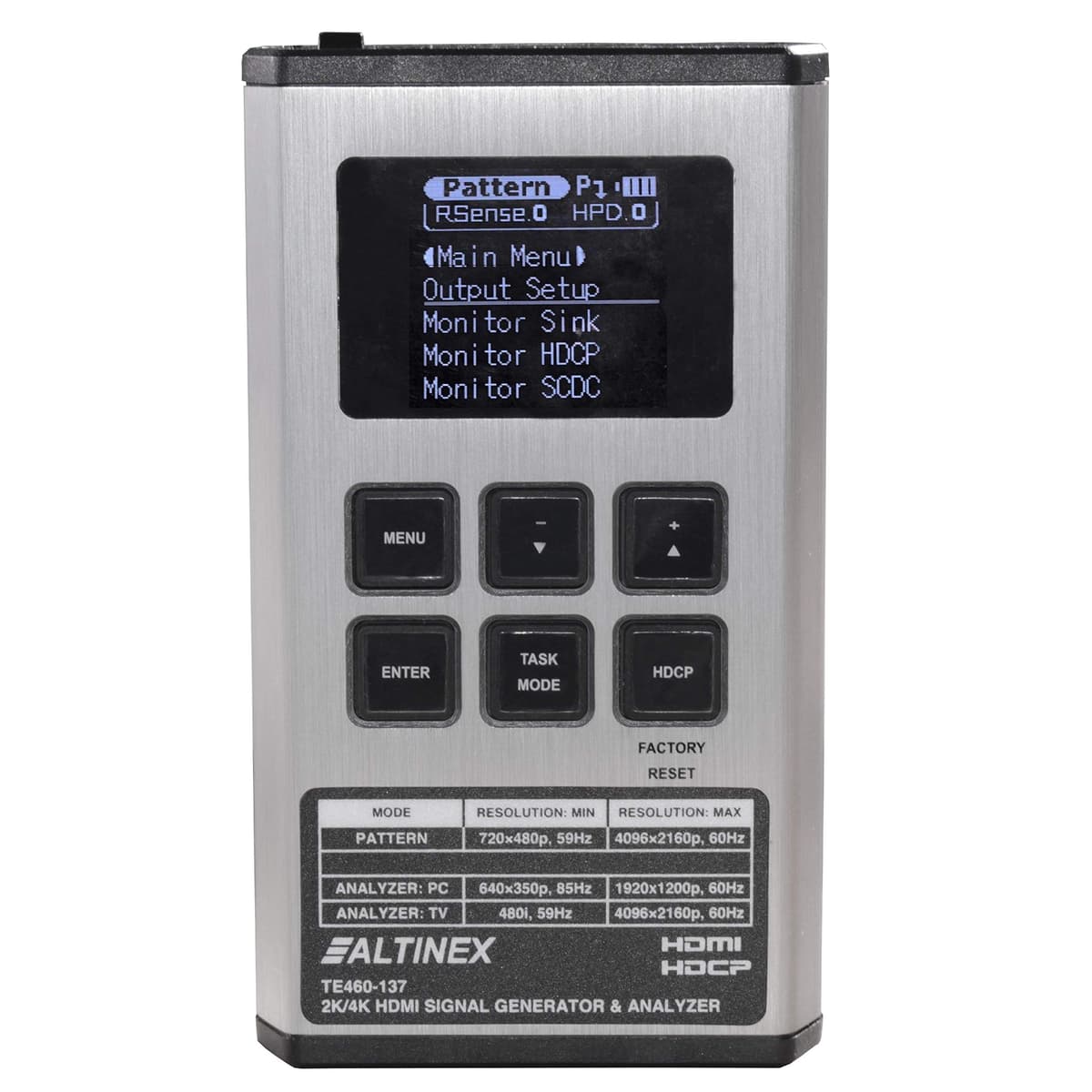 ALTINEX Generador y analizador de señal HDMI 2K/4K con probador de cables (HDCP/EDID) TE460-137