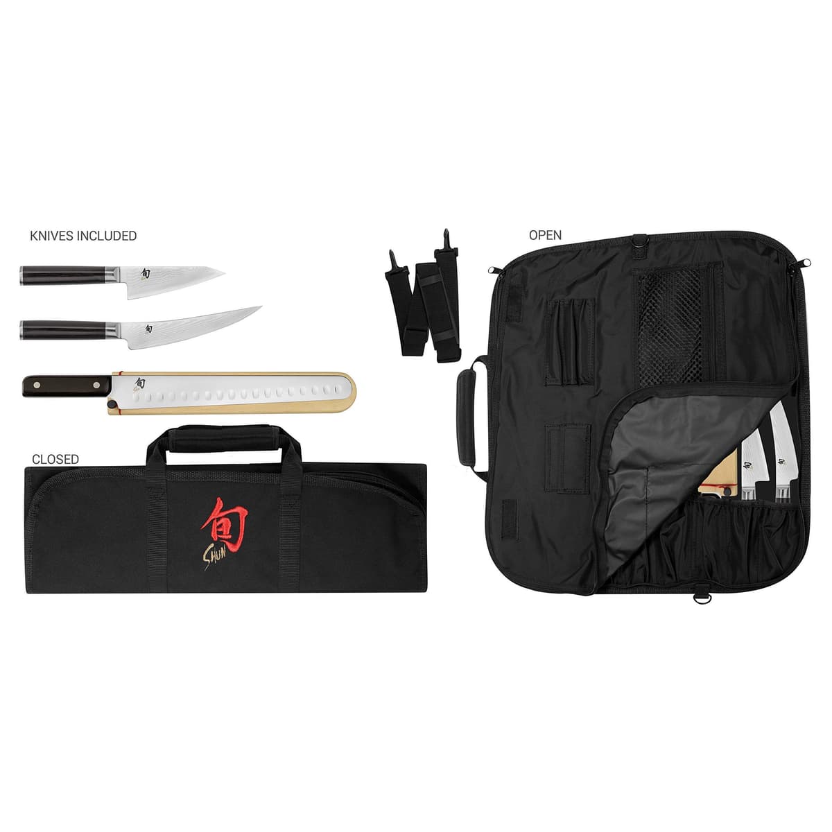Set Shun Classic de 4 piezas para BBQ con funda para cuchillos DMS0450