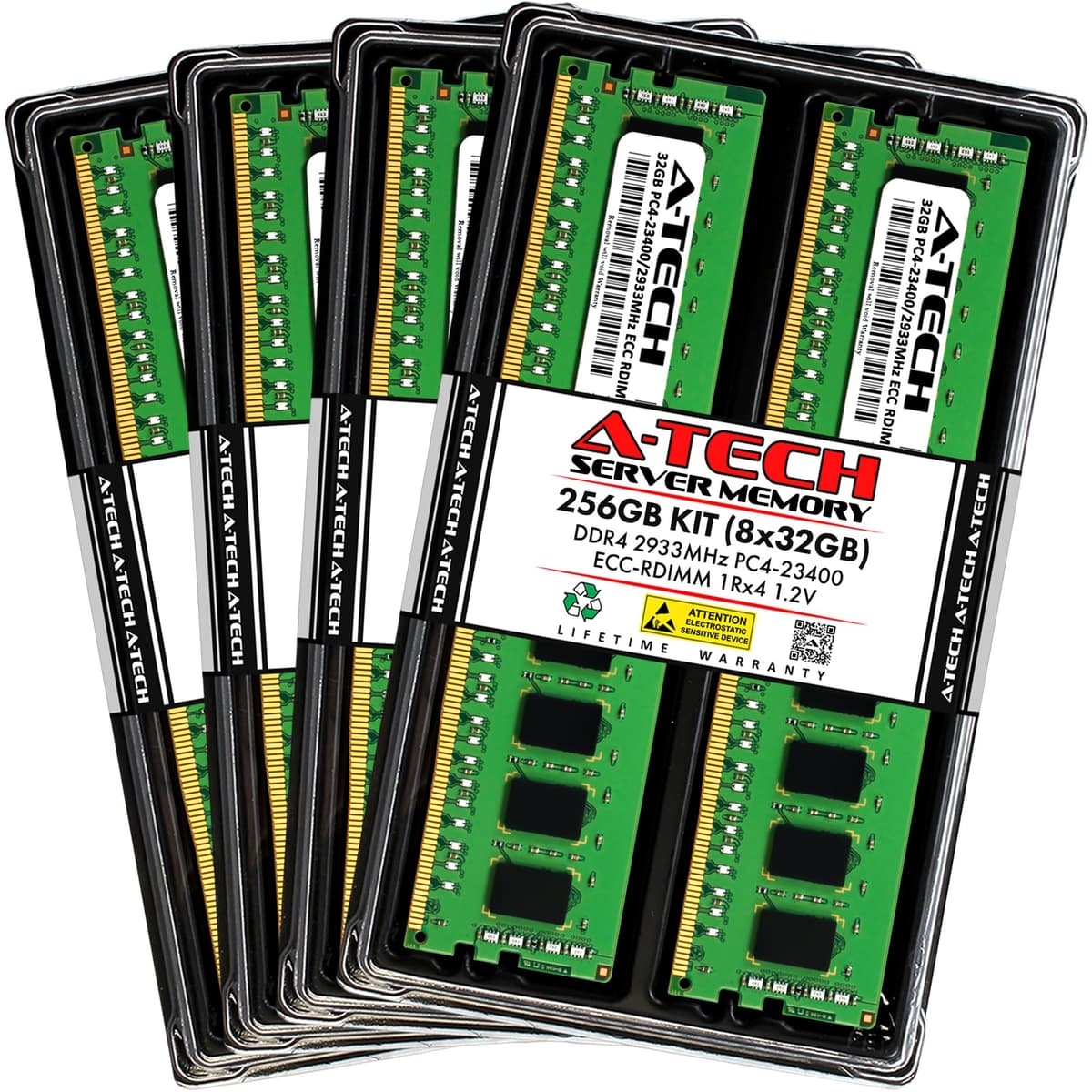 A-Tech 256GB (8x32GB) DDR4 2933MHz ECC RDIMM Registered 288-Pin para Servidor AT32G8D4D2933RS4N12V