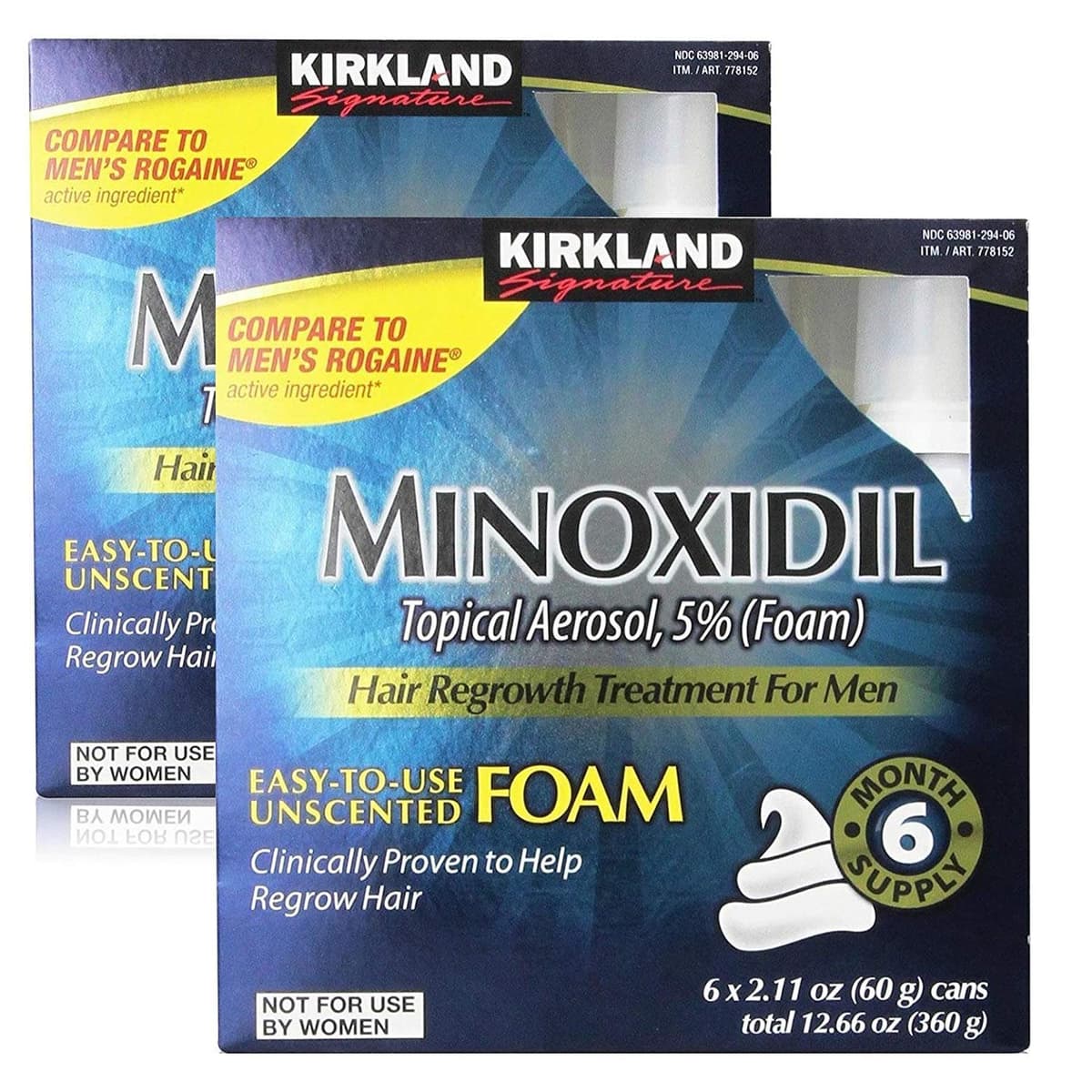 Kirkland Signature Minoxidil 5% espuma para hombres, 2.11 oz (pack de 6) - Pack de 8 778152