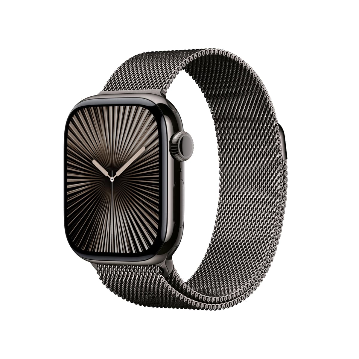 Apple Watch Series 10 [GPS + Cellular caja de 42 mm] Smartwatch con caja de titanio pizarra y correa Milanese pizarra. Rastreador de actividad, app de ECG, pantalla Retina siempre activa, carbono neutral MX053LW/A