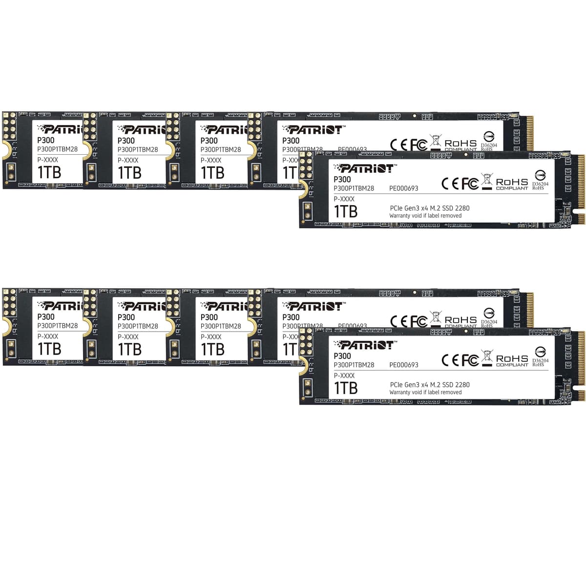Patriot P300 1TB SSD Interno NVMe PCIe Gen3x4 M.2 2280 - Pack 10 P300P1TBM2810