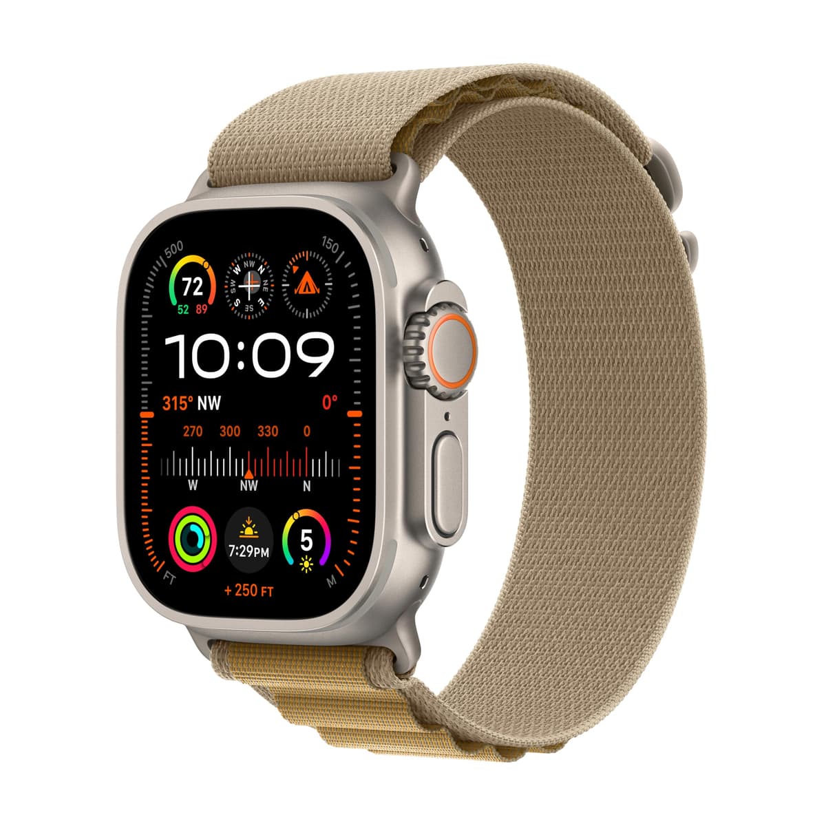 Apple Watch Ultra 2 [GPS + Cellular, 49 mm] Caja de titanio natural con loop alpino color canela, L (Reacondicionado) MX4F3LW/A