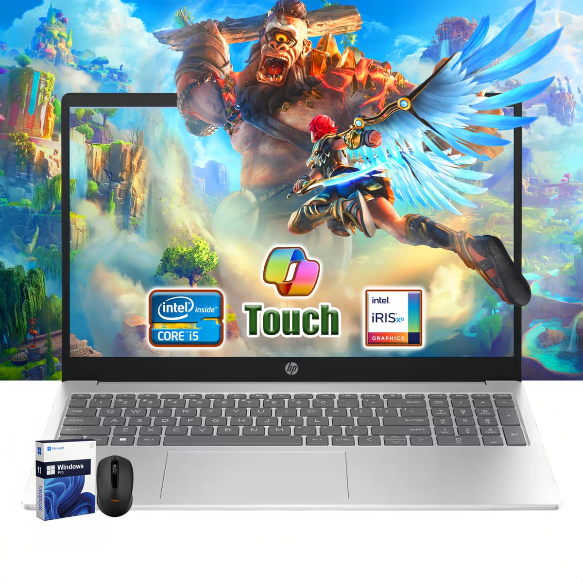 HP 15.6" Pantalla táctil | Intel i5-1235U de 12.ª generación (Mejor que i7-8700) | 32GB RAM | 1TB SSD | Gráficos Iris Xe | Win 11 Pro | Carga rápida | Plateado | Con mouse Laptop