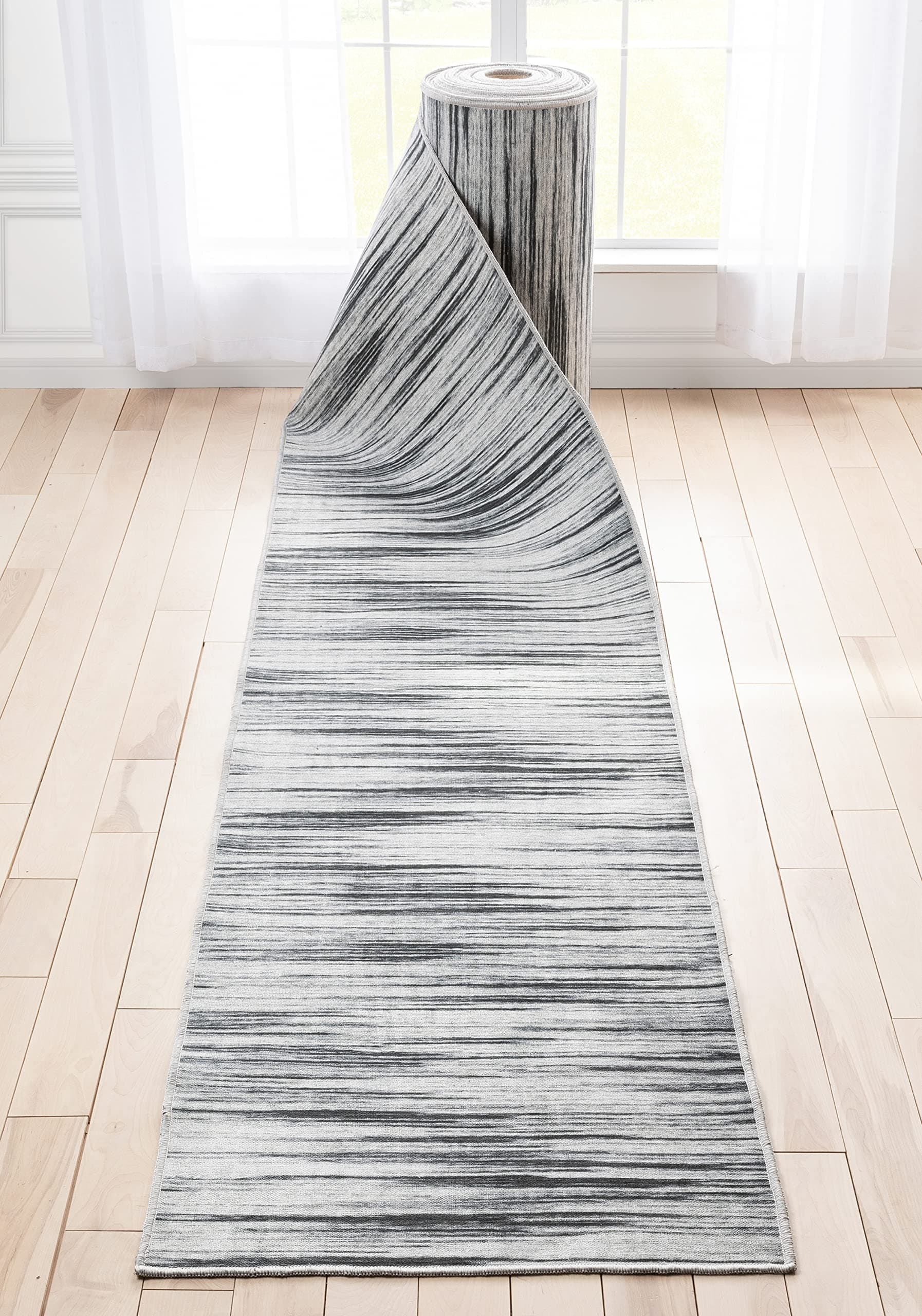 Modern Grey Abstract Geometric Stripes runner Well Woven 31" x 40' W-MO-01A-R-31