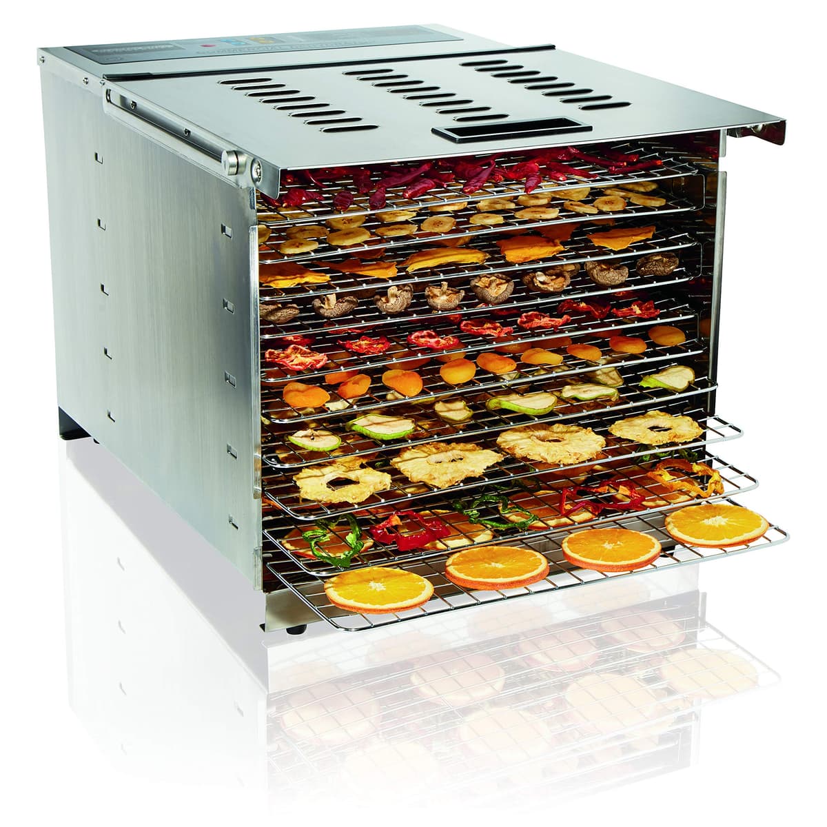 Hamilton Beach Commercial Proctor Silex Comercial Deshidratador de Alimentos 10 Bandejas 1200W Temporizador Digital Acero Inoxidable NSF 78480
