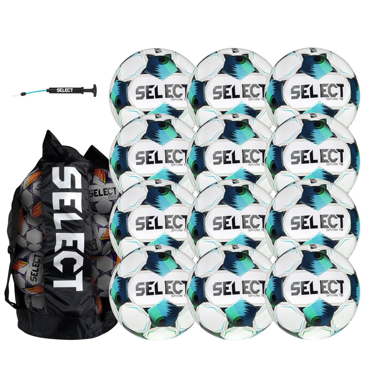 Select Spark TB Balón de Fútbol Size 5 - Paquete de 12 con Bolsa y Inflador (NFHS)