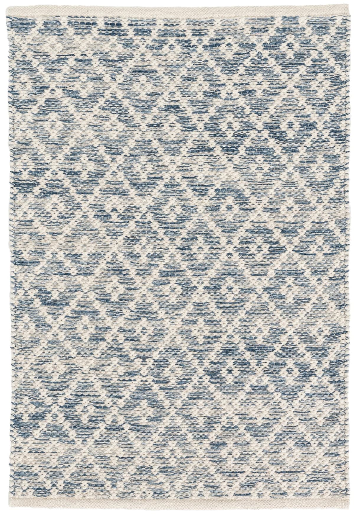 Dash & Albert Melange Diamond Alfombra de Algodón Tejida a Mano 6 x 9 ft - Patrón Diamante Azul DA887-69