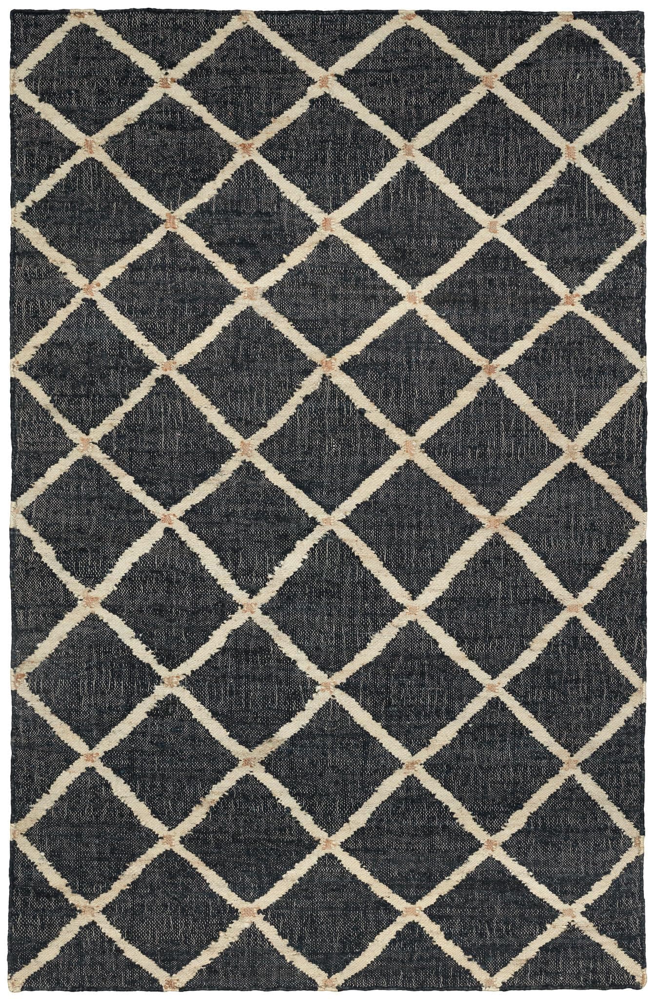 Dash & Albert Kali Alfombra de Yute tejida a mano 8.5 x 11.5 ft | Patrón geométrico negro DA1922-912