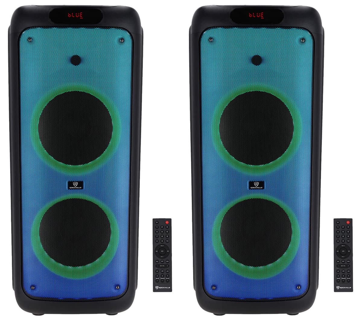 Rockville BASS PARTY 10 - Par de parlantes party Bluetooth con doble woofer 10 pulgadas, batería recargable (2) BASS PARTY 10
