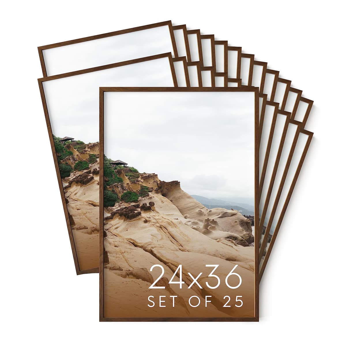 Haus and Hues Set de marcos de madera nogal para 24x36 (25 unidades)
