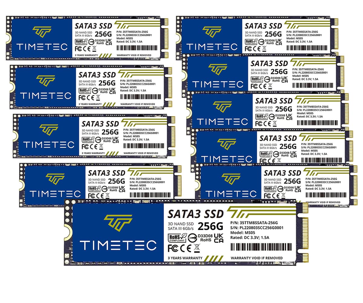 Timetec M.2 2280 SATA III 256GB x10 Pack - Lectura hasta 550 MB/s 15203ba3-ade5-4288-ae10-5133624ce26b