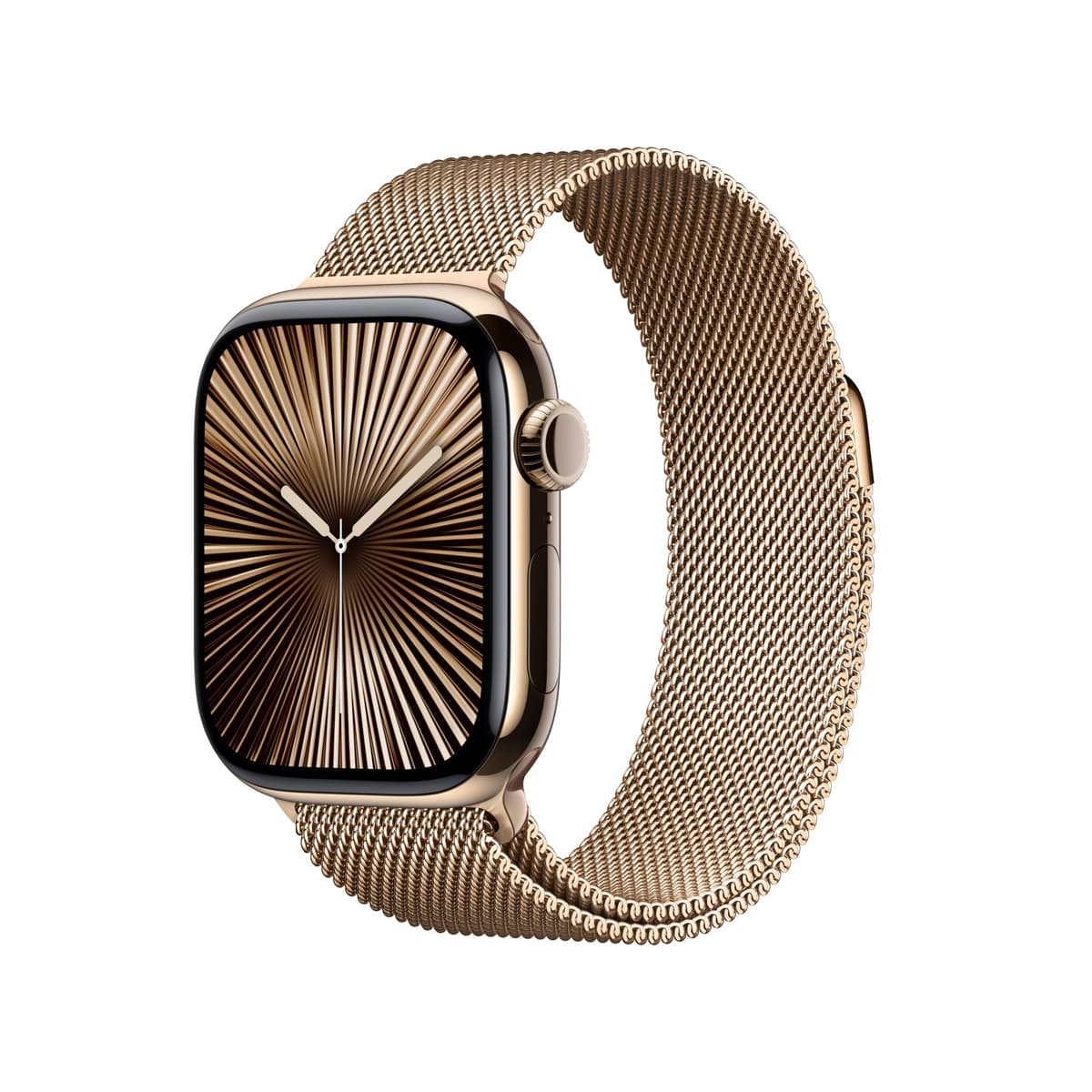 Apple Watch Series 10 [GPS + Cellular 42 mm] Smartwatch con caja de titanio dorado y correa Milanese dorada. Rastreador de actividad, app de ECG, pantalla Retina siempre activa, carbono neutral (reacondicionado) MX083LW/A-cr