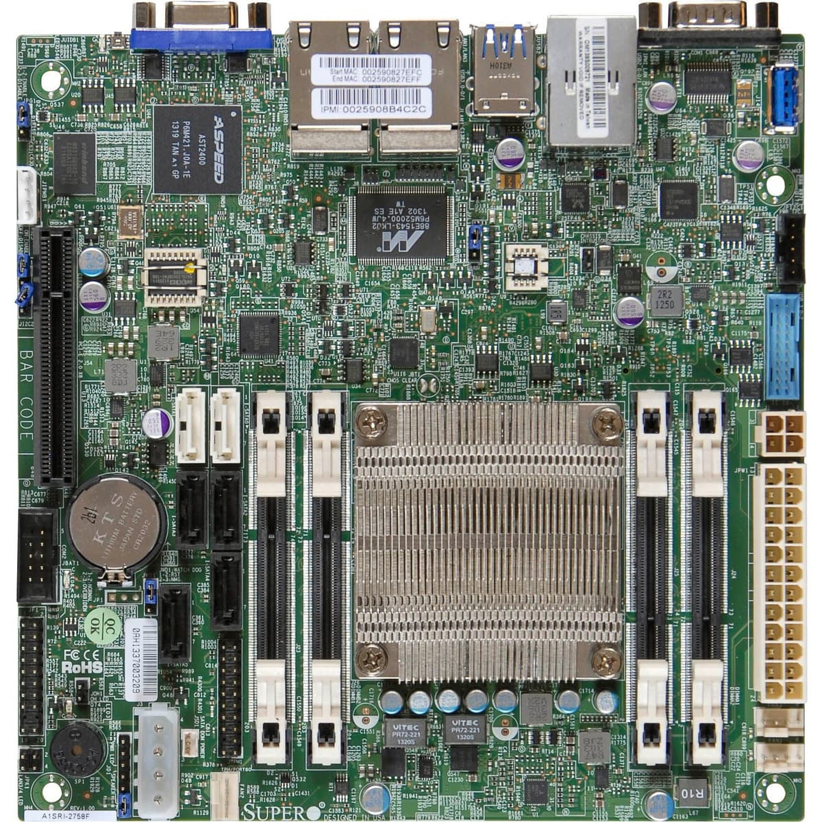 Supermicro Atom C2758 HASTA 64GB DDR3 PCIE SATA USB Mini ITX DDR3 1333 NA Placas Madre MBD-A1SRI-2758F-O