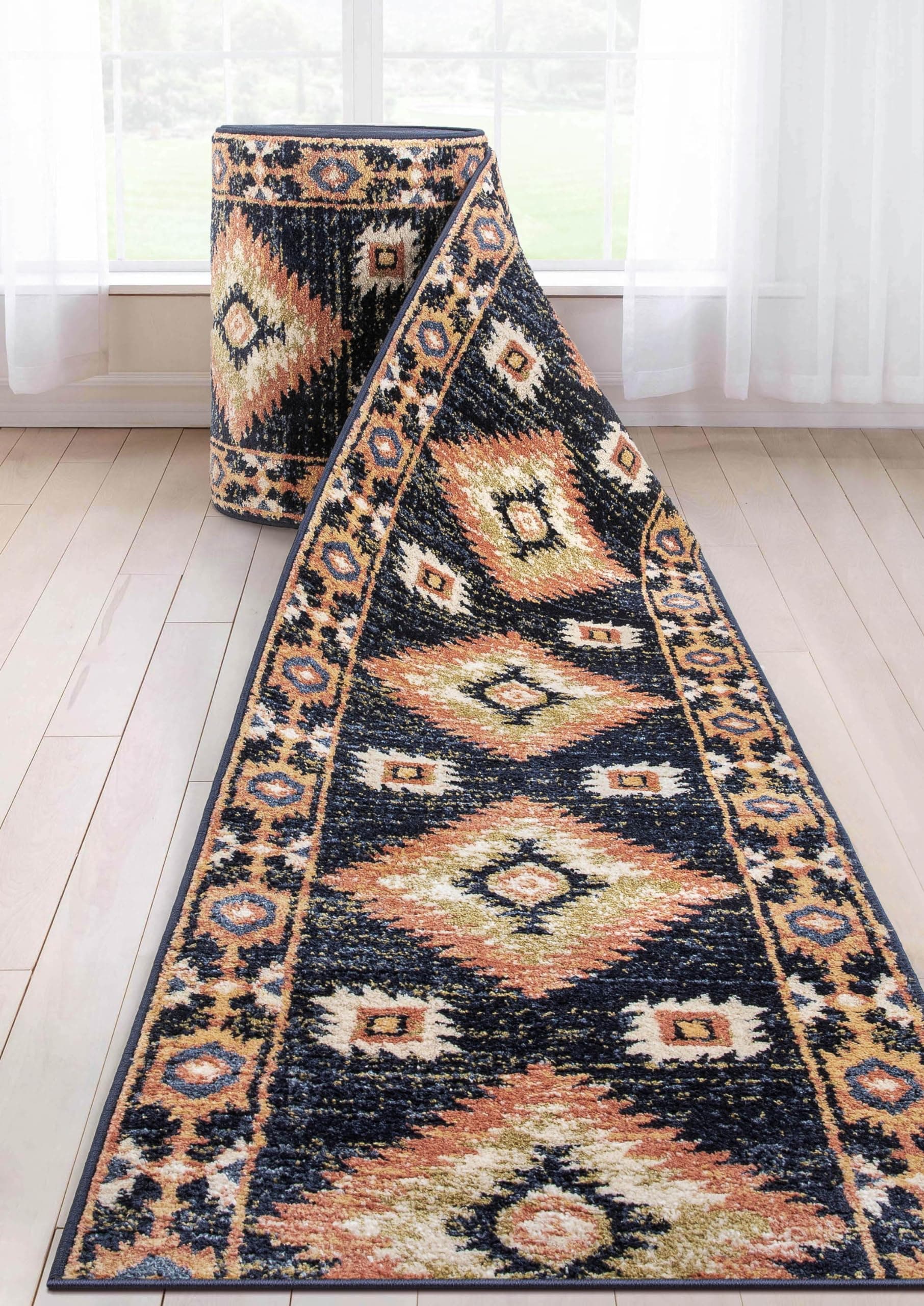Well Woven Lizette Blue Runner 26" x 45' - Alfombra de Pasillo Personalizable IHS-P-TU-104-R-45