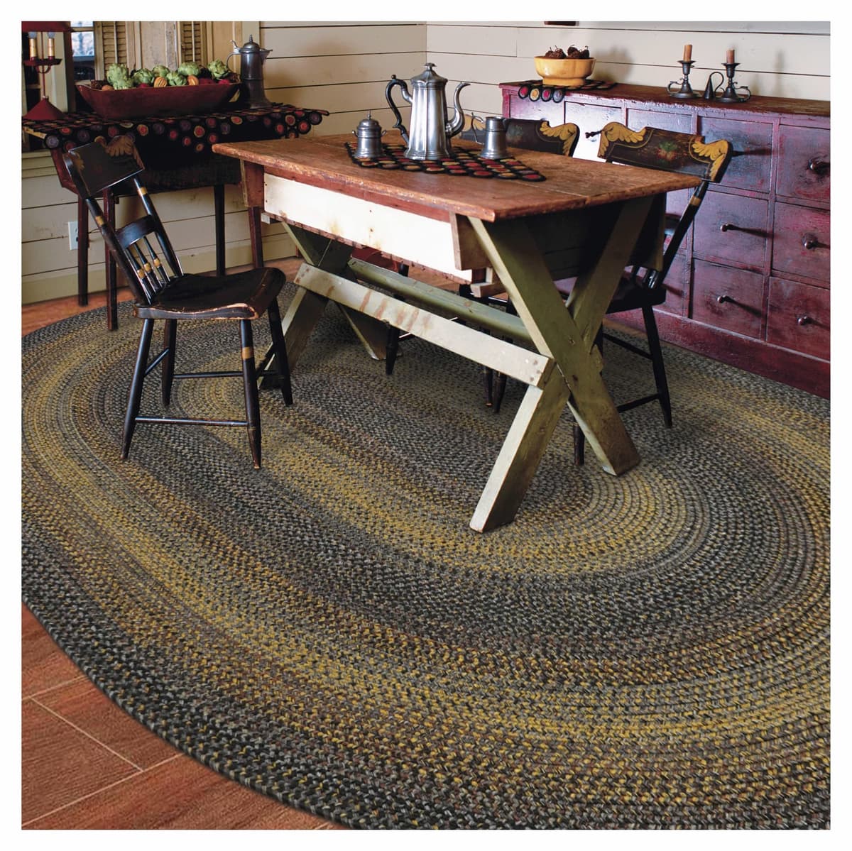 Homespice Black Forest Alfombra Trenzada Ovalada 6x9' - Rústica, Reversible y Lavable 305022-IN